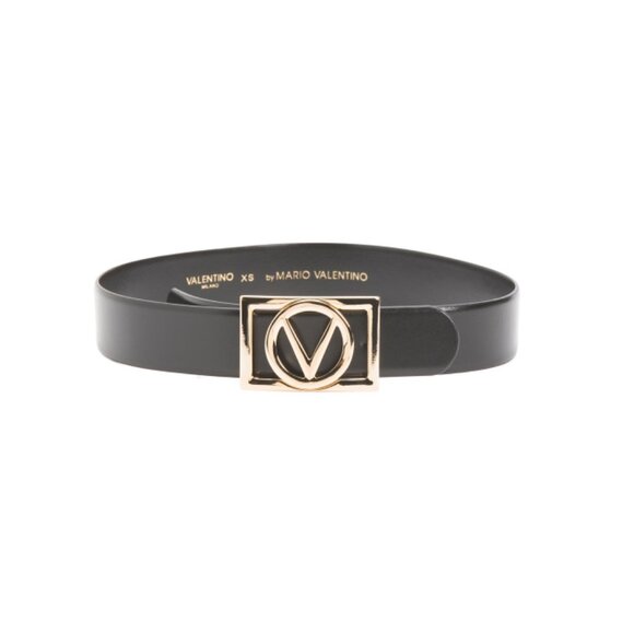 VALENTINO BY MARIO VALENTINO Black Made In Italy Leather Dolly Bombe Belt - Picture 1 of 1